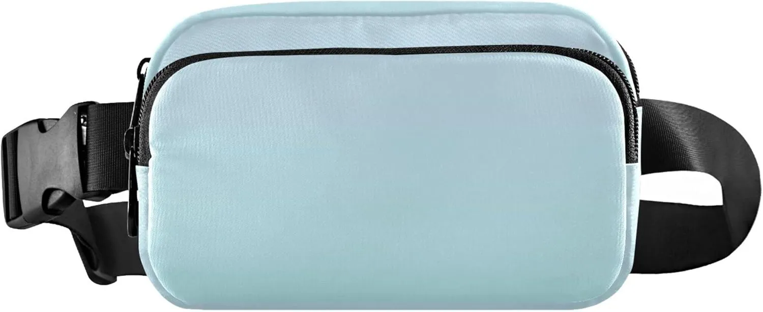 Elegant Blue Pale Turquoise Gradient Waterproof Fanny Pack for Women Hip Pack Belt Pouch Funky Travel Waist Pouch