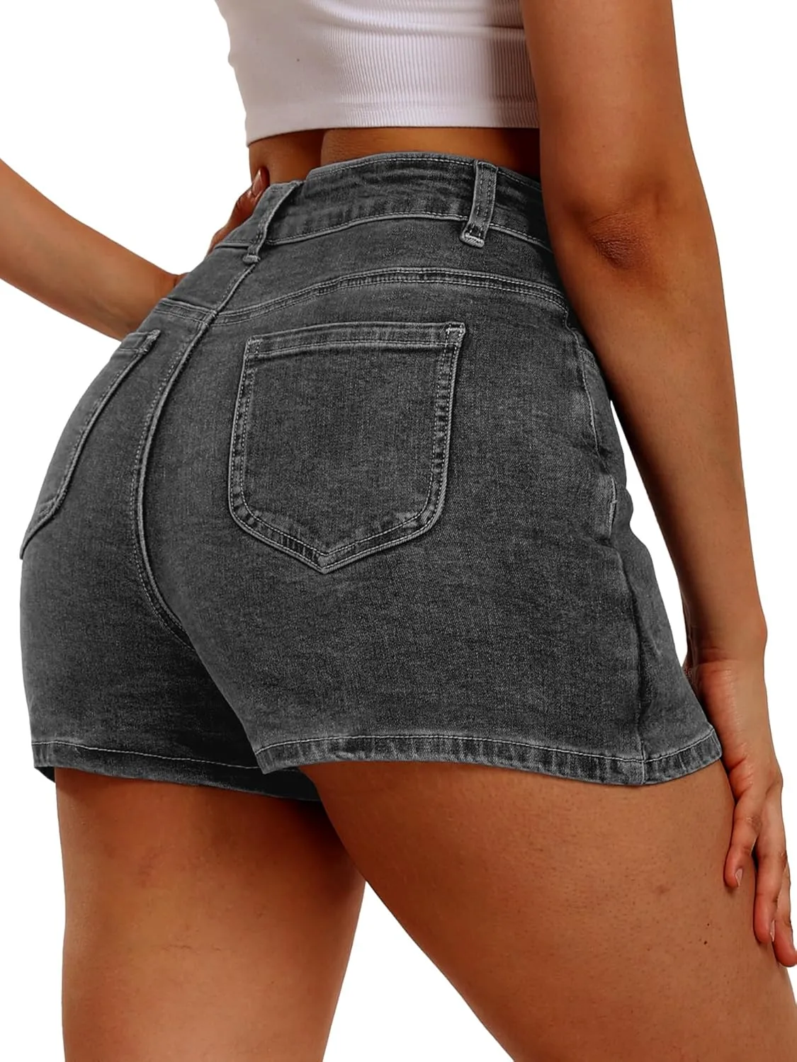 ELLEVEN Womens Side Slit Denim Skort, High-Stretch,High Waisted,Y2K Mini Jean Skirt Shorts with 5 Pockets