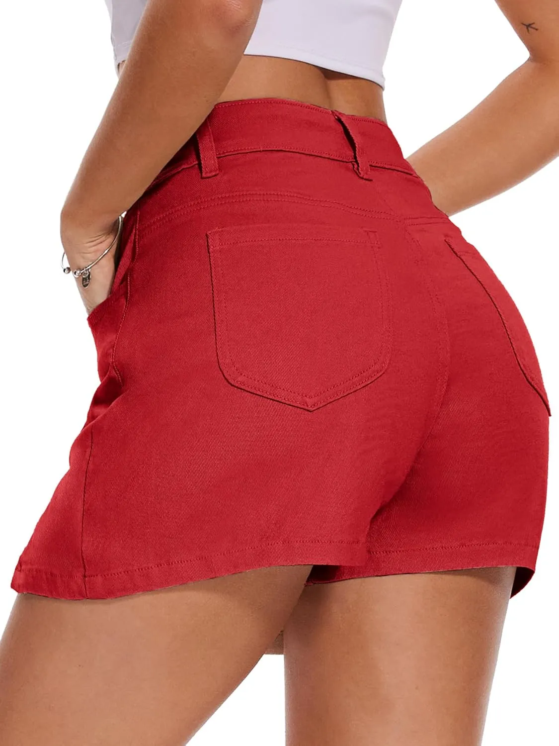 ELLEVEN Womens Side Slit Denim Skort, High-Stretch,High Waisted,Y2K Mini Jean Skirt Shorts with 5 Pockets
