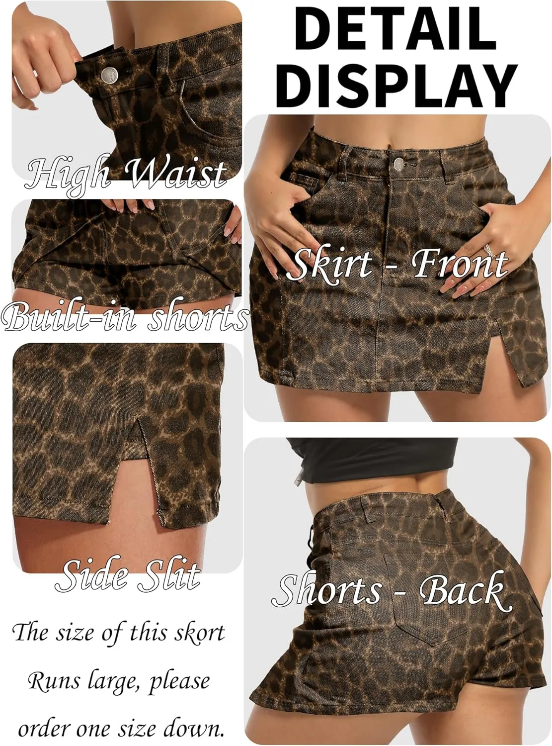 ELLEVEN Womens Side Slit Denim Skort, High-Stretch,High Waisted,Y2K Mini Jean Skirt Shorts with 5 Pockets