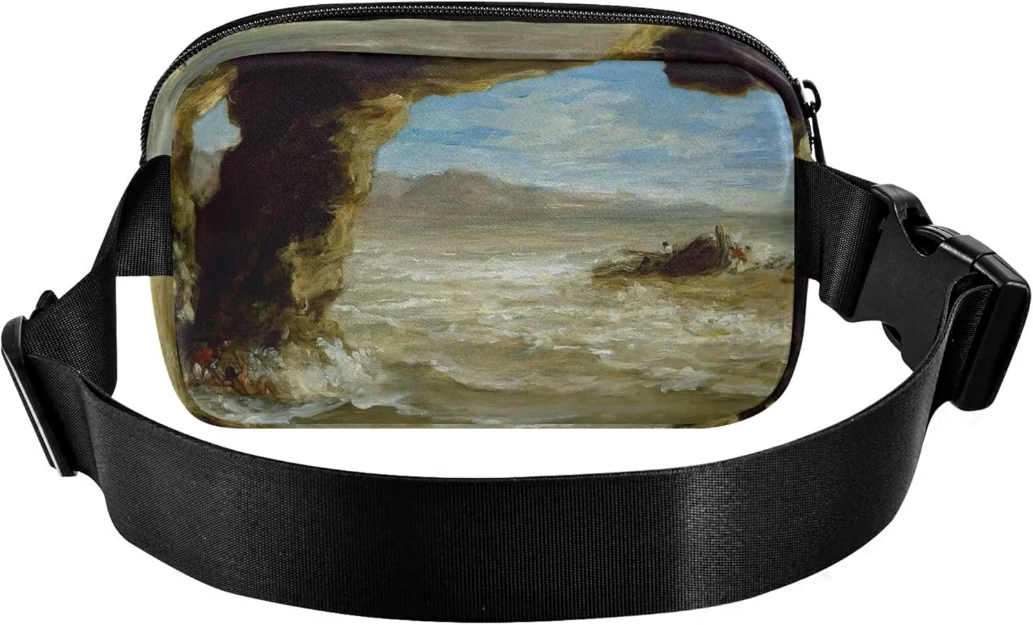 Eugne Delacroix Painting Shipwreck Coast Fanny Packs for Women Funky Hip Pack Belt Pouch Waterproof Waist Bag for Women