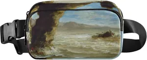Eugne Delacroix Painting Shipwreck Coast Fanny Packs for Women Funky Hip Pack Belt Pouch Waterproof Waist Bag for Women