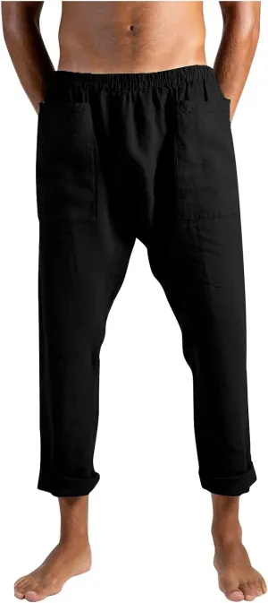 evzosrz Mens Pants Loose Fit Casual Straight Lightweight Drawstring Beach Yoga Pants Joggers Long Trousers with Pockets