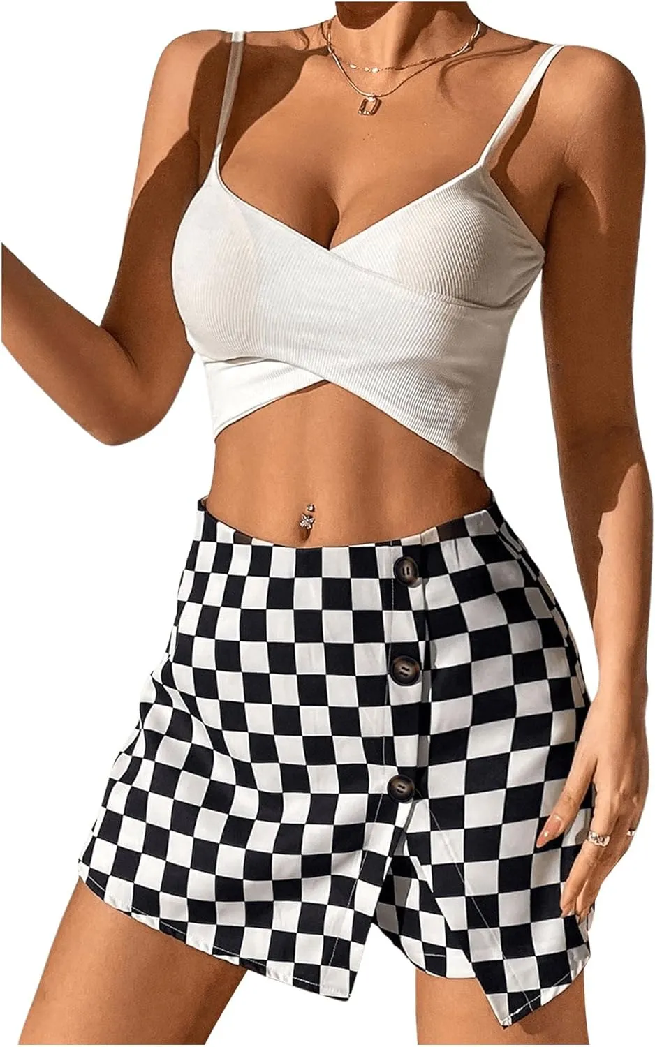 Floerns Women's Casual Asymmetrical High Waisted Bodycon Pencil Skirt Shorts