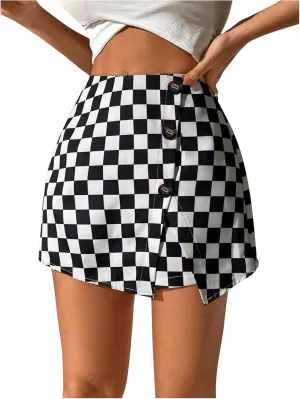 Floerns Women's Casual Asymmetrical High Waisted Bodycon Pencil Skirt Shorts