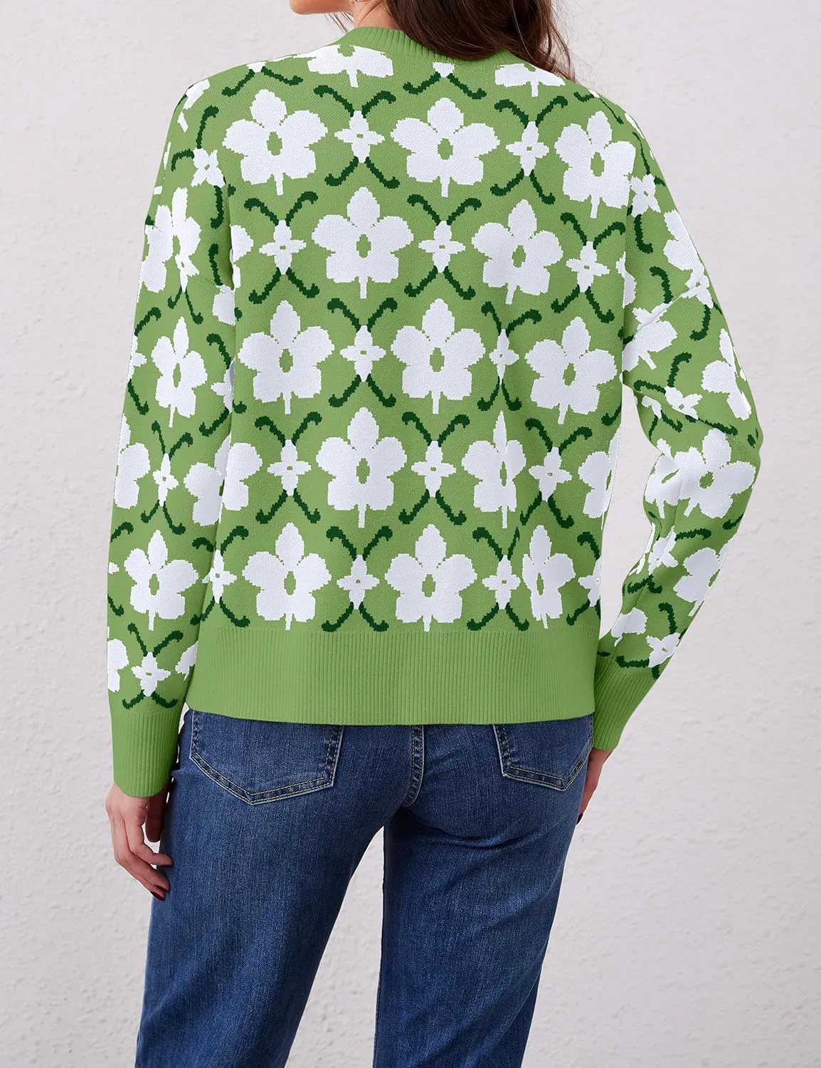 Floral Cardigan Sweaters for Women Lightweight Button Up Flower Printed Pattern Cardigans Fall Knit Sweater Tops