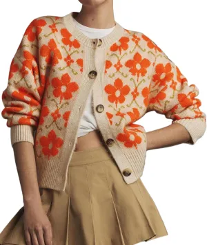 Floral Cardigan Sweaters for Women Lightweight Button Up Flower Printed Pattern Cardigans Fall Knit Sweater Tops