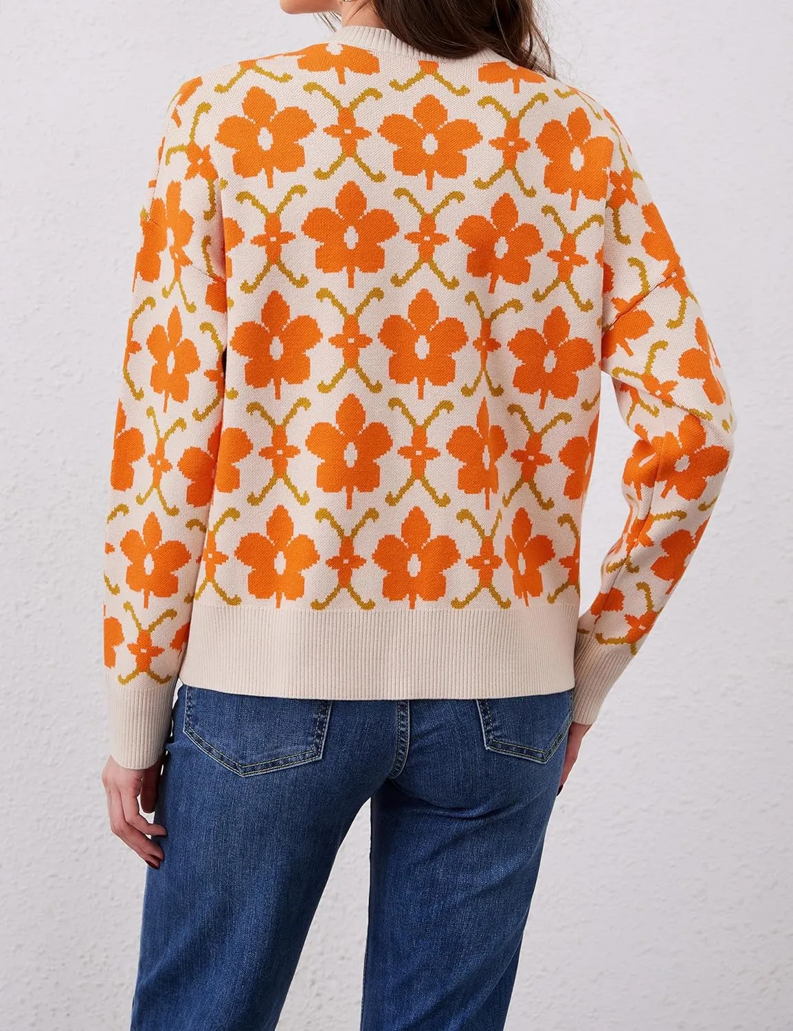 Floral Cardigan Sweaters for Women Lightweight Button Up Flower Printed Pattern Cardigans Fall Knit Sweater Tops