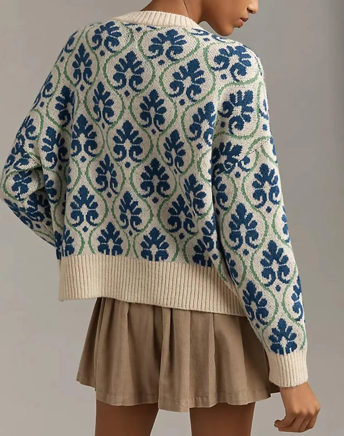 Floral Cardigan Sweaters for Women Lightweight Button Up Flower Printed Pattern Cardigans Fall Knit Sweater Tops