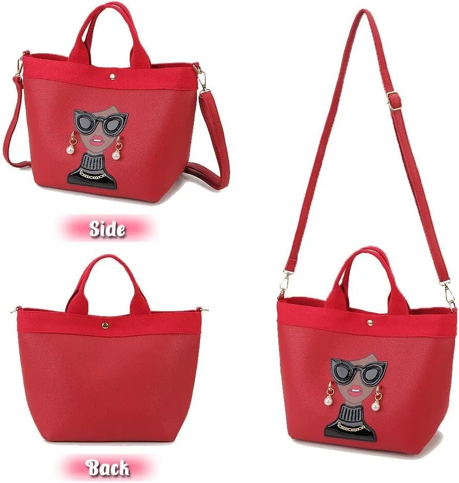 Funky Lady Face Purse for Women Casual Shopping Bag Top Handle Satchel Handbags Pu Leather Shoulder Bag Totes