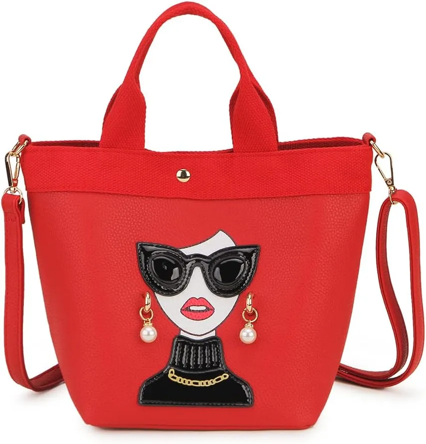 Funky Lady Face Purse for Women Casual Shopping Bag Top Handle Satchel Handbags Pu Leather Shoulder Bag Totes