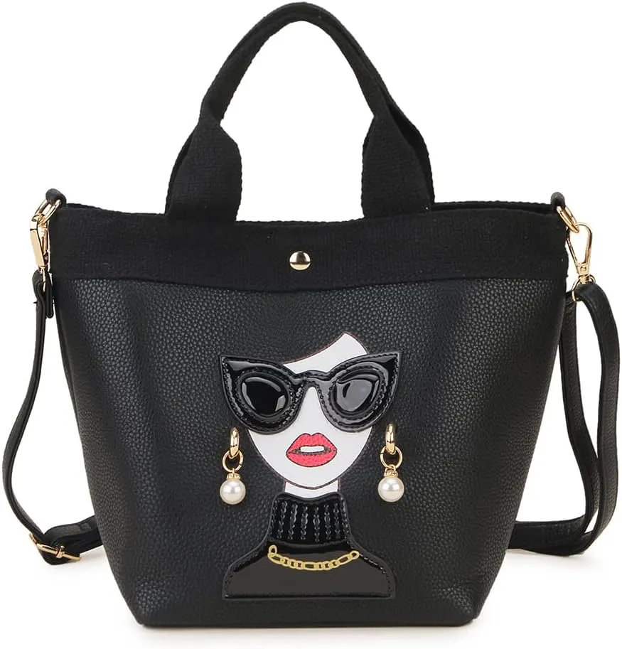 Funky Lady Face Purse for Women Casual Shopping Bag Top Handle Satchel Handbags Pu Leather Shoulder Bag Totes