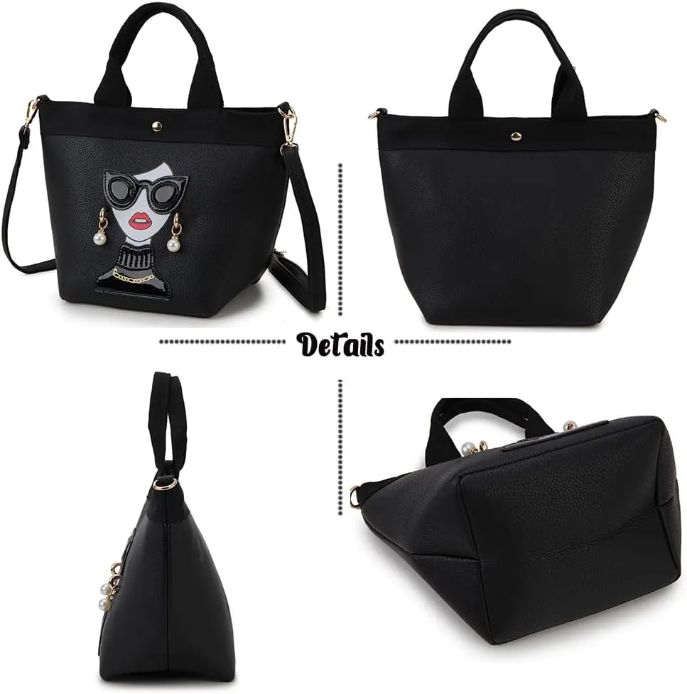 Funky Lady Face Purse for Women Casual Shopping Bag Top Handle Satchel Handbags Pu Leather Shoulder Bag Totes