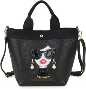 Funky Lady Face Purse for Women Casual Shopping Bag Top Handle Satchel Handbags Pu Leather Shoulder Bag Totes