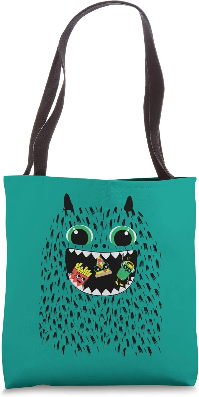 Funny Hungry Monster Novelty Graphic Tees & Cool Designs Tote Bag