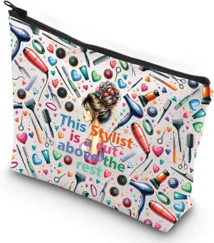 G2TUP Hairdresser Cosmetologist Gift for Hair Stylist Cosmetic Bag Barber Floral Pouch This Stylist is a Cut Above the Rest (This Stylist New)