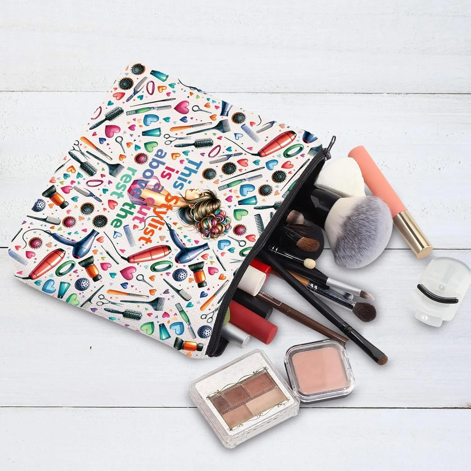 G2TUP Hairdresser Cosmetologist Gift for Hair Stylist Cosmetic Bag Barber Floral Pouch This Stylist is a Cut Above the Rest (This Stylist New)