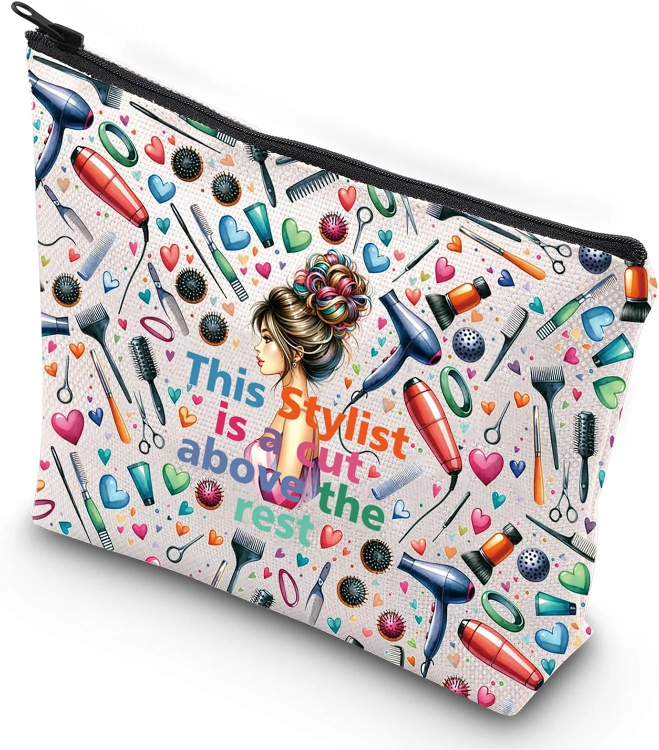 G2TUP Hairdresser Cosmetologist Gift for Hair Stylist Cosmetic Bag Barber Floral Pouch This Stylist is a Cut Above the Rest (This Stylist New)