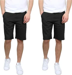 Galaxy by Harvic 2-Pack Men's Slim Fitting Cotton Flex Stretch Chino Shorts (Sizes, 30-46)