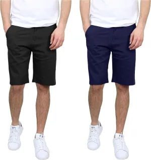 Galaxy by Harvic 2-Pack Men's Slim Fitting Cotton Flex Stretch Chino Shorts (Sizes, 30-46)