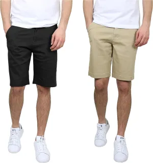 Galaxy by Harvic 2-Pack Men's Slim Fitting Cotton Flex Stretch Chino Shorts (Sizes, 30-46)