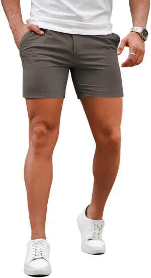 GINGTTO Mens Slim Fit Shorts 7" Inseam Skinny Chino Short Tapered Leg Stretch
