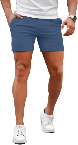 GINGTTO Mens Slim Fit Shorts 7" Inseam Skinny Chino Short Tapered Leg Stretch