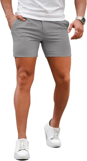 GINGTTO Mens Slim Fit Shorts 7" Inseam Skinny Chino Short Tapered Leg Stretch