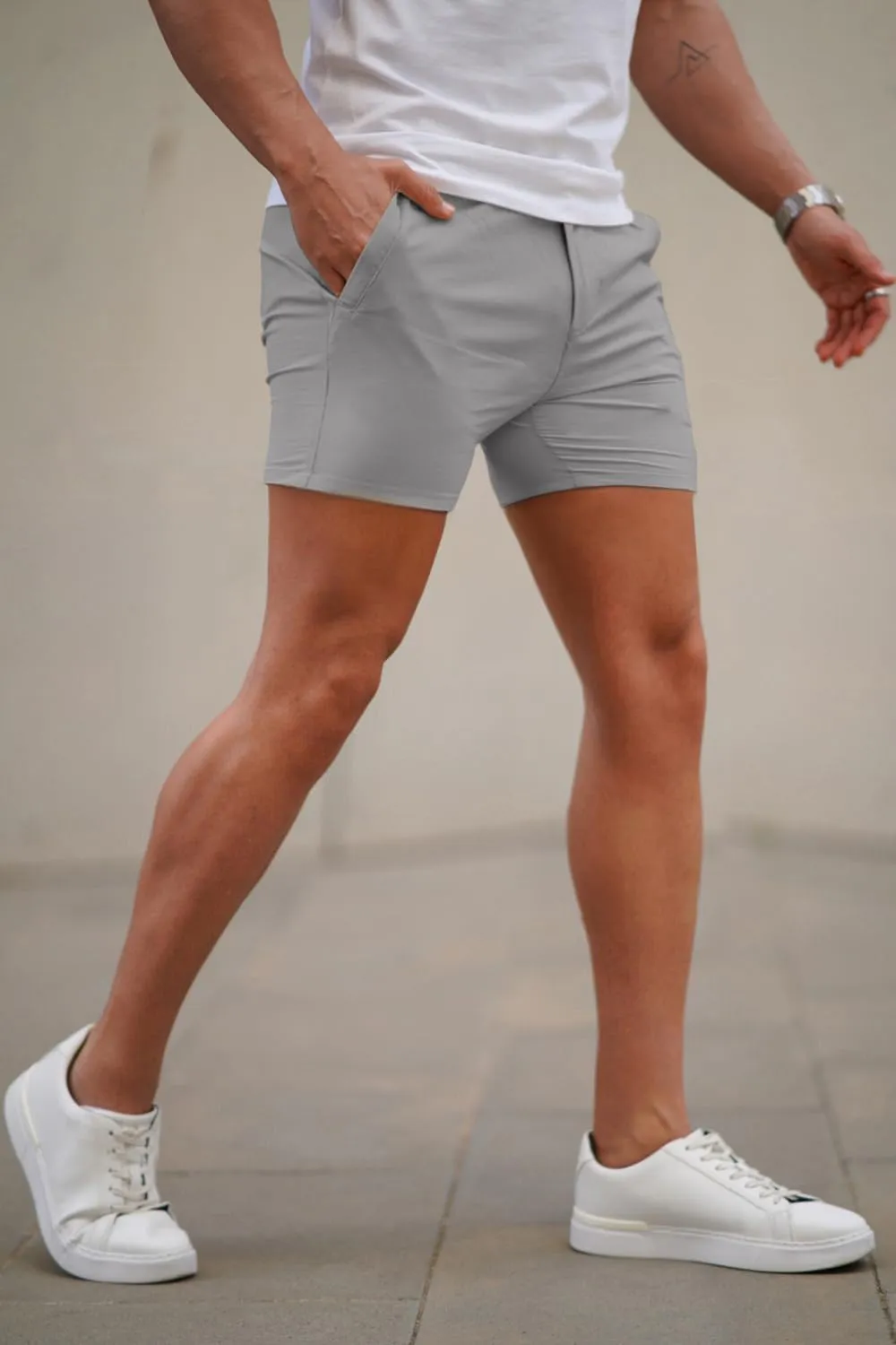 GINGTTO Mens Slim Fit Shorts 7" Inseam Skinny Chino Short Tapered Leg Stretch