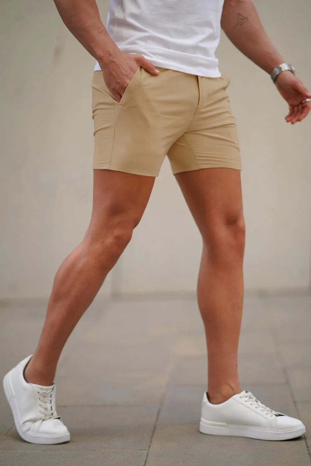 GINGTTO Mens Slim Fit Shorts 7" Inseam Skinny Chino Short Tapered Leg Stretch