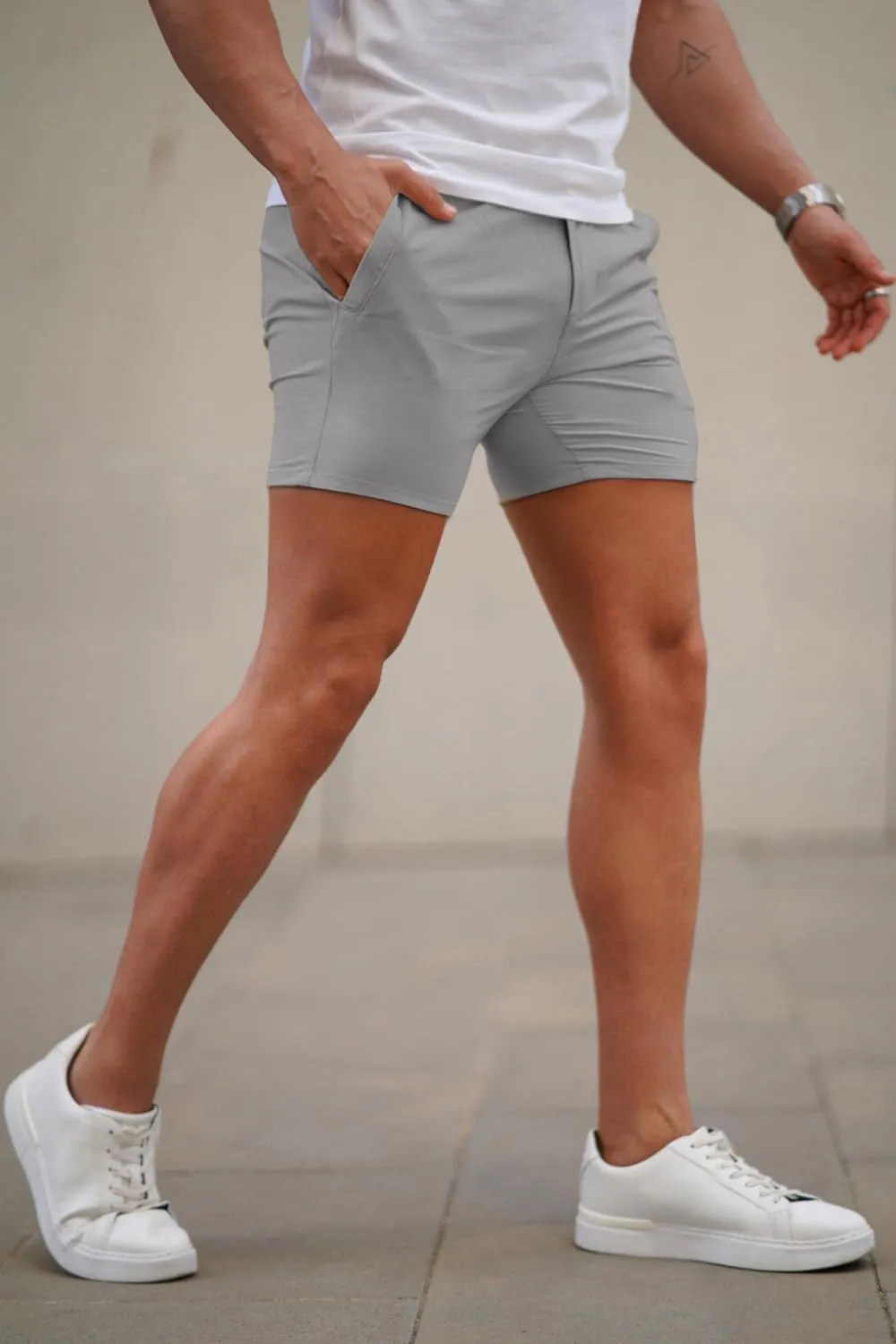GINGTTO Mens Slim Fit Shorts 7" Inseam Skinny Chino Short Tapered Leg Stretch