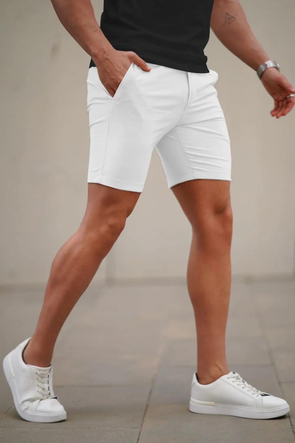 GINGTTO Mens Slim Fit Shorts 7" Inseam Skinny Chino Short Tapered Leg Stretch