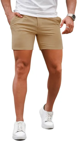 GINGTTO Mens Slim Fit Shorts 7" Inseam Skinny Chino Short Tapered Leg Stretch