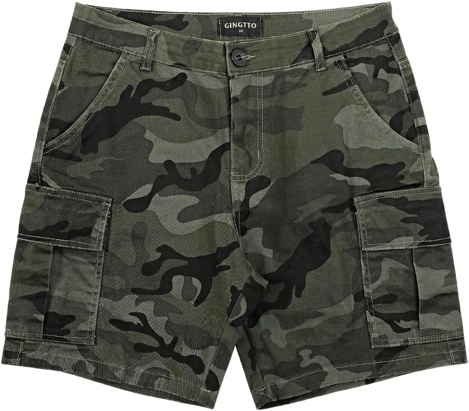 GINGTTO Mens Slim Fit Shorts Plaid Chino Short Tapered Leg Skinny Stretch