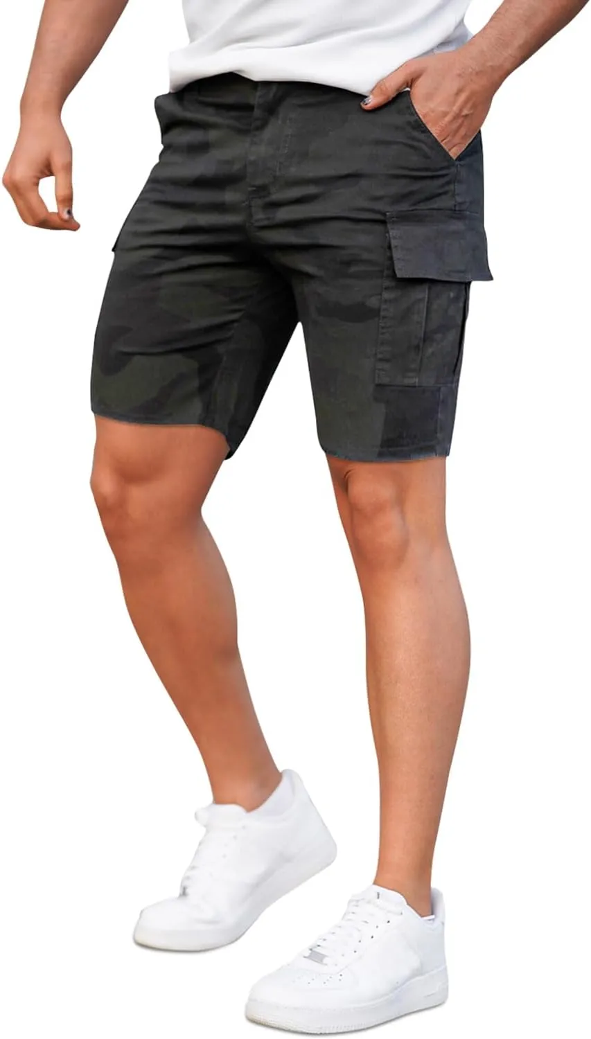 GINGTTO Mens Slim Fit Shorts Plaid Chino Short Tapered Leg Skinny Stretch