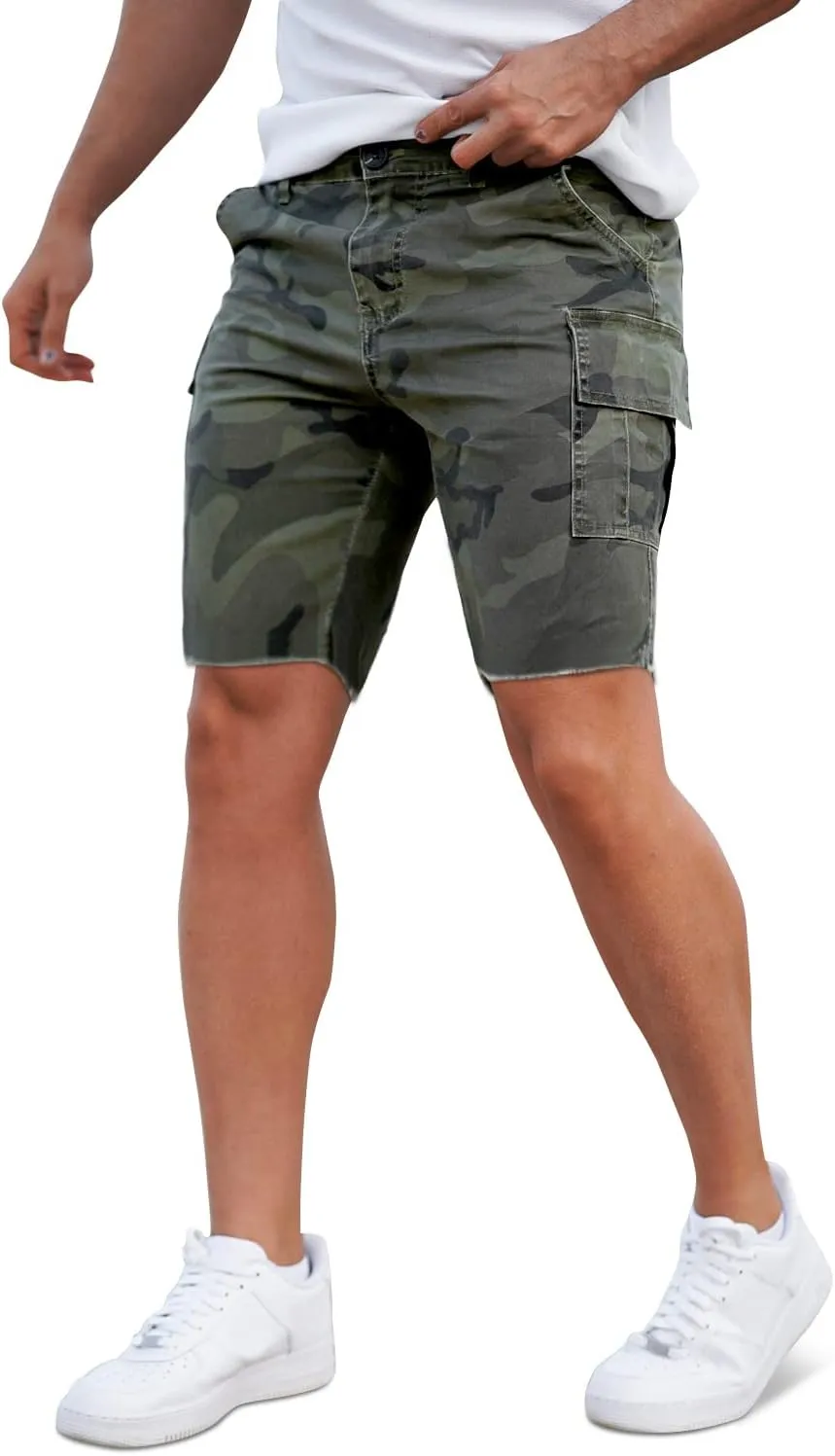 GINGTTO Mens Slim Fit Shorts Plaid Chino Short Tapered Leg Skinny Stretch