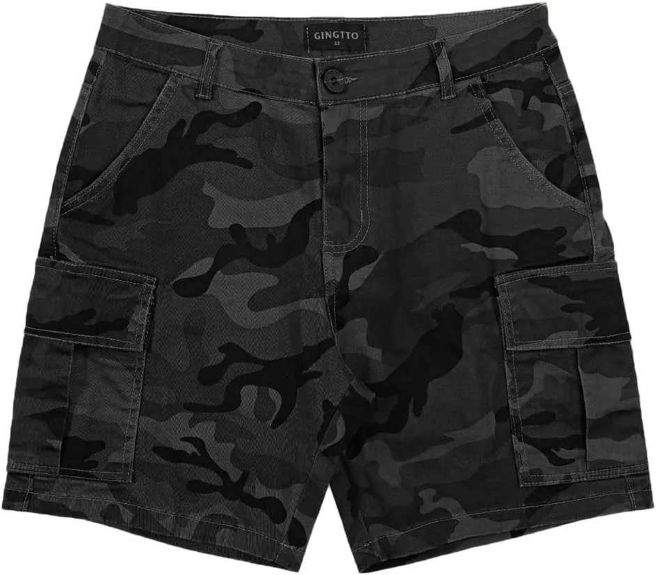 GINGTTO Mens Slim Fit Shorts Plaid Chino Short Tapered Leg Skinny Stretch