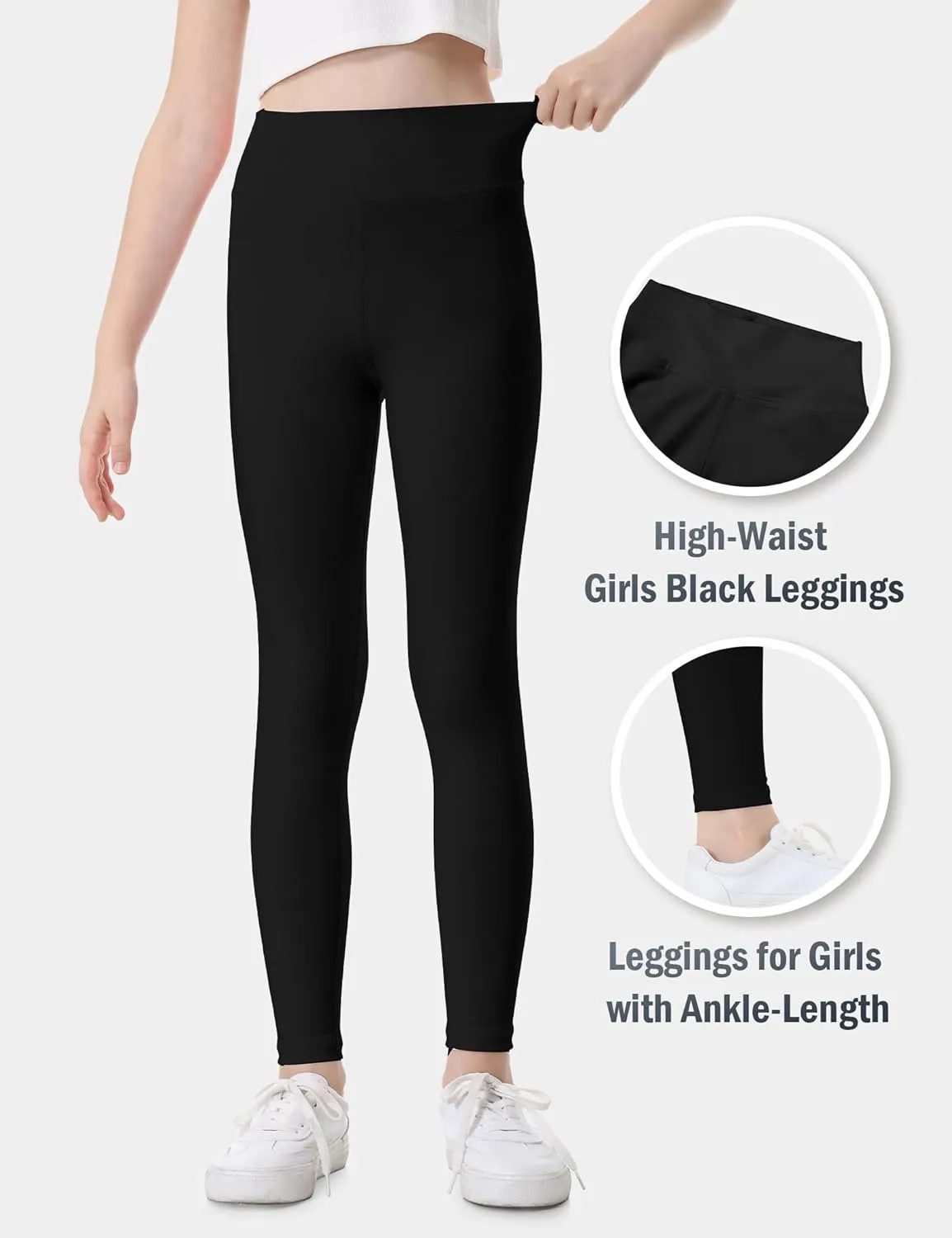 Girls Leggings Dance Active Pants Casual Tights Stretch Ankle Length for Kid Teens Yoga Running