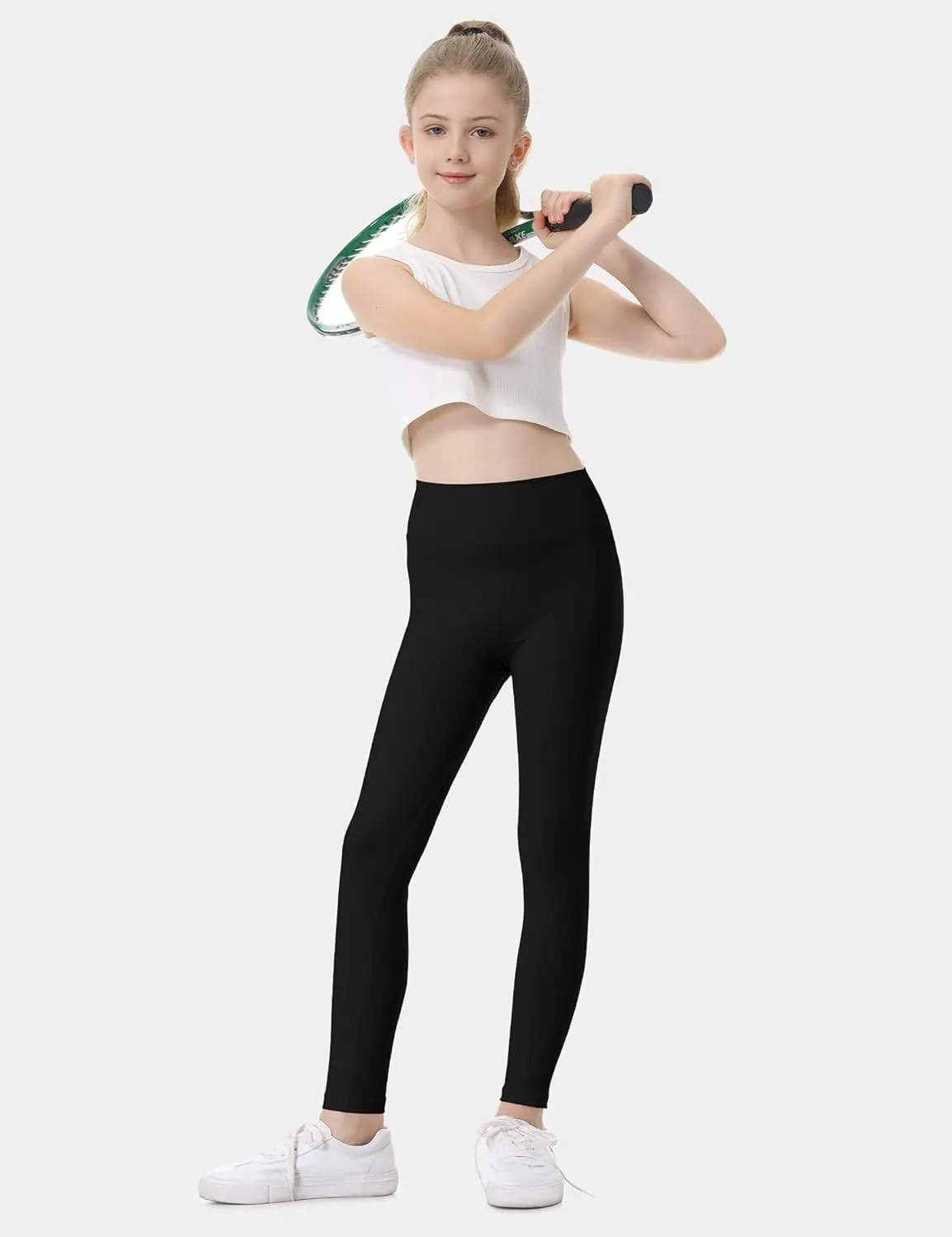 Girls Leggings Dance Active Pants Casual Tights Stretch Ankle Length for Kid Teens Yoga Running