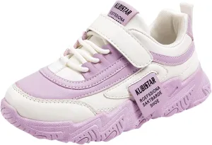 Girls' Sneakers 3-13 Years Children Boys Girls Fashion Sneaker Thick Sole Non Slip Lace Up Sports Shoes White Sneakers