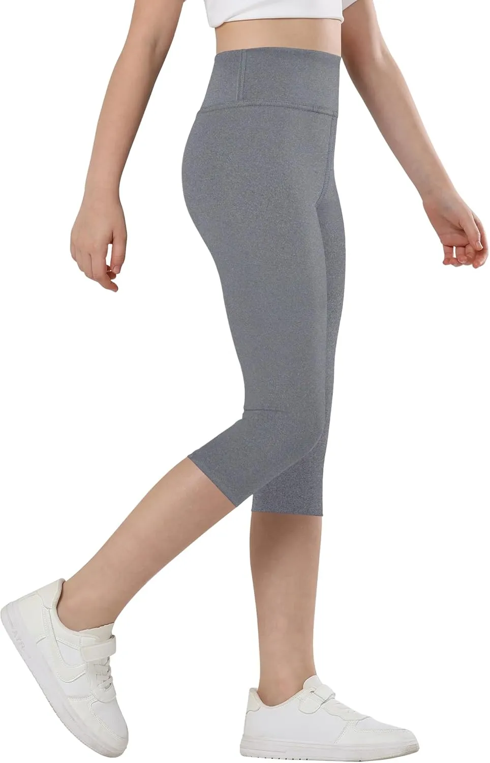 Gnainach Girls Capri Leggings High Waisted Compression Pants Stretch Active Yoga Tights for Kids Teen Workout Running