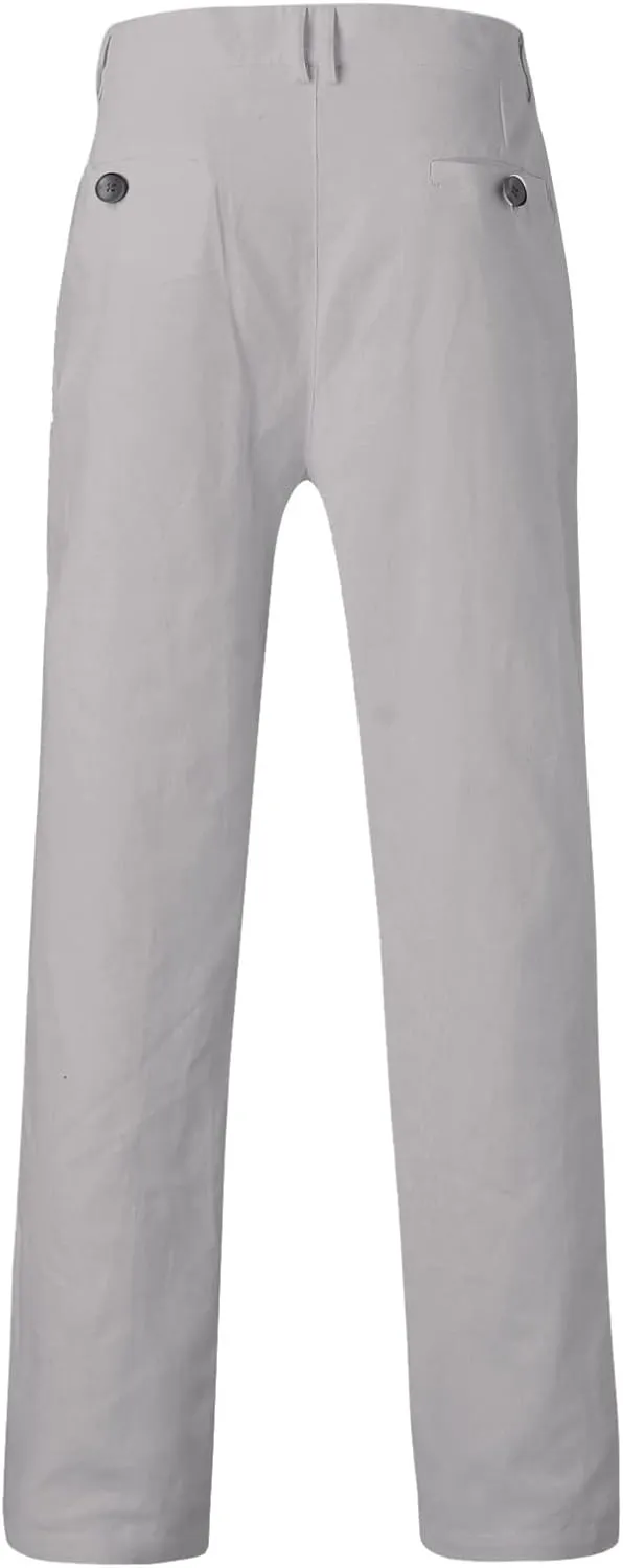 GOKKILRW Mens Slim Fit Dress Tapered Leg Pants Casual Business Office Work Pants Comfy Flat-Front Stretch Chino Golf Trousers