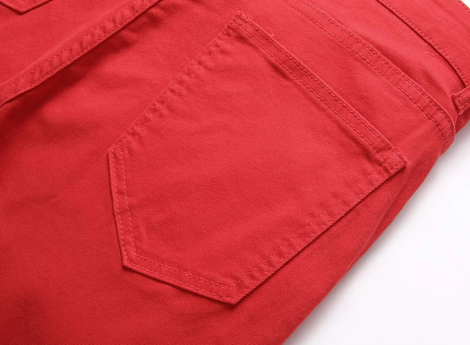 GUNLIRE Men's Summer Ripped Distressed Slim Fit Knee Length Washed Denim Jeans Shorts