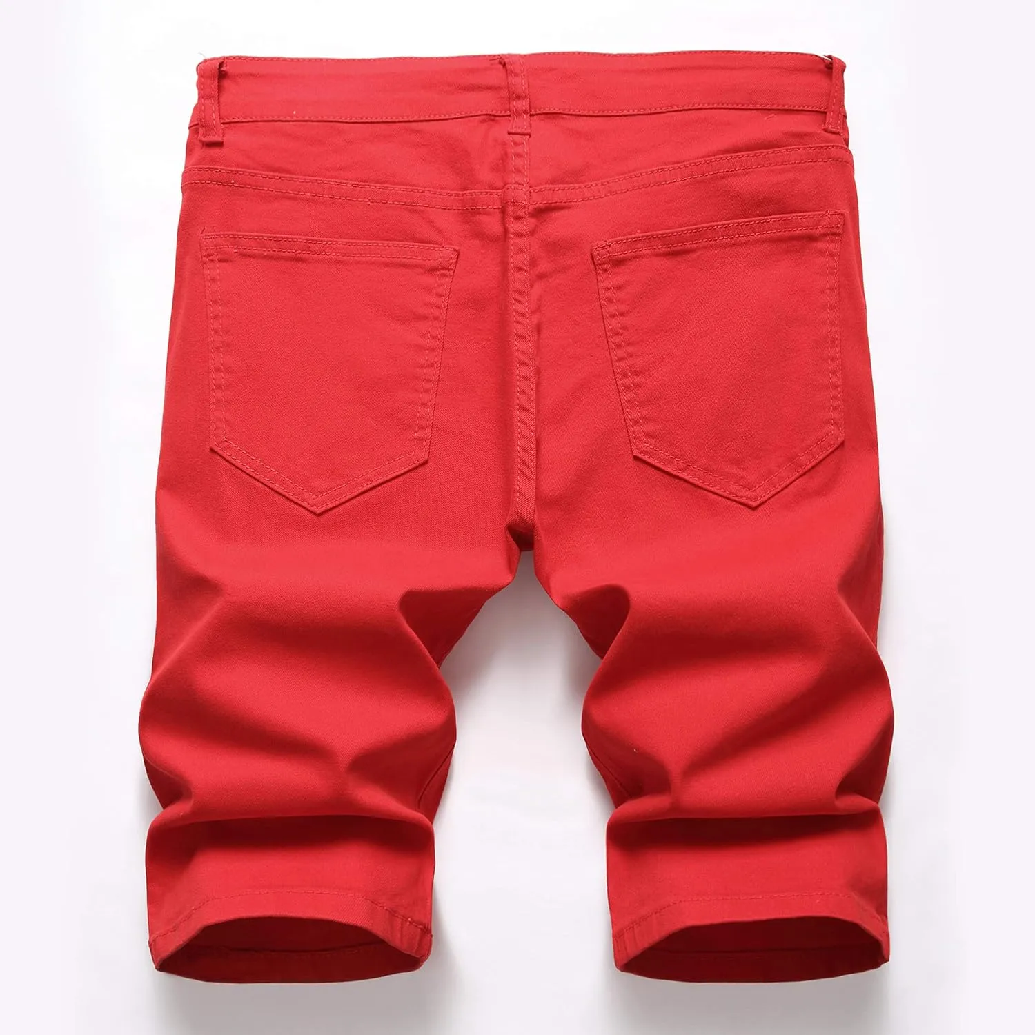 GUNLIRE Men's Summer Ripped Distressed Slim Fit Knee Length Washed Denim Jeans Shorts