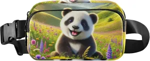 Happy Panda Wildflower Meadow Fanny Packs Women Waterproof Belt Bags Hip Pack Funky Waist Pouch for Women