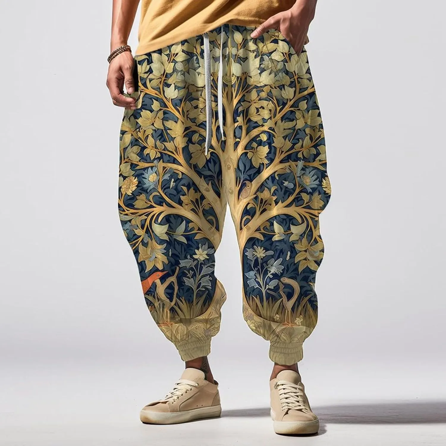 Harem Jogger Pant Print Fashion Street Feel Casual Sweatpants Funky Printed Plus Size Trousers Mens Baggy Pants