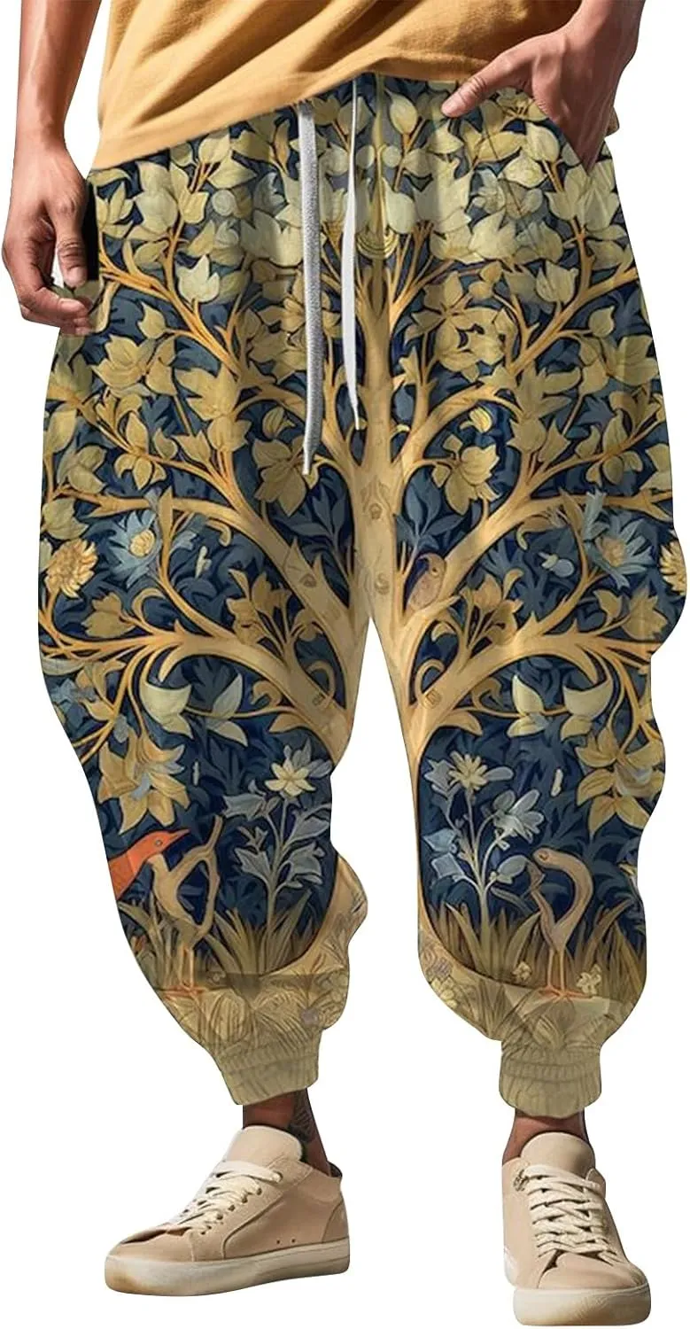 Harem Jogger Pant Print Fashion Street Feel Casual Sweatpants Funky Printed Plus Size Trousers Mens Baggy Pants