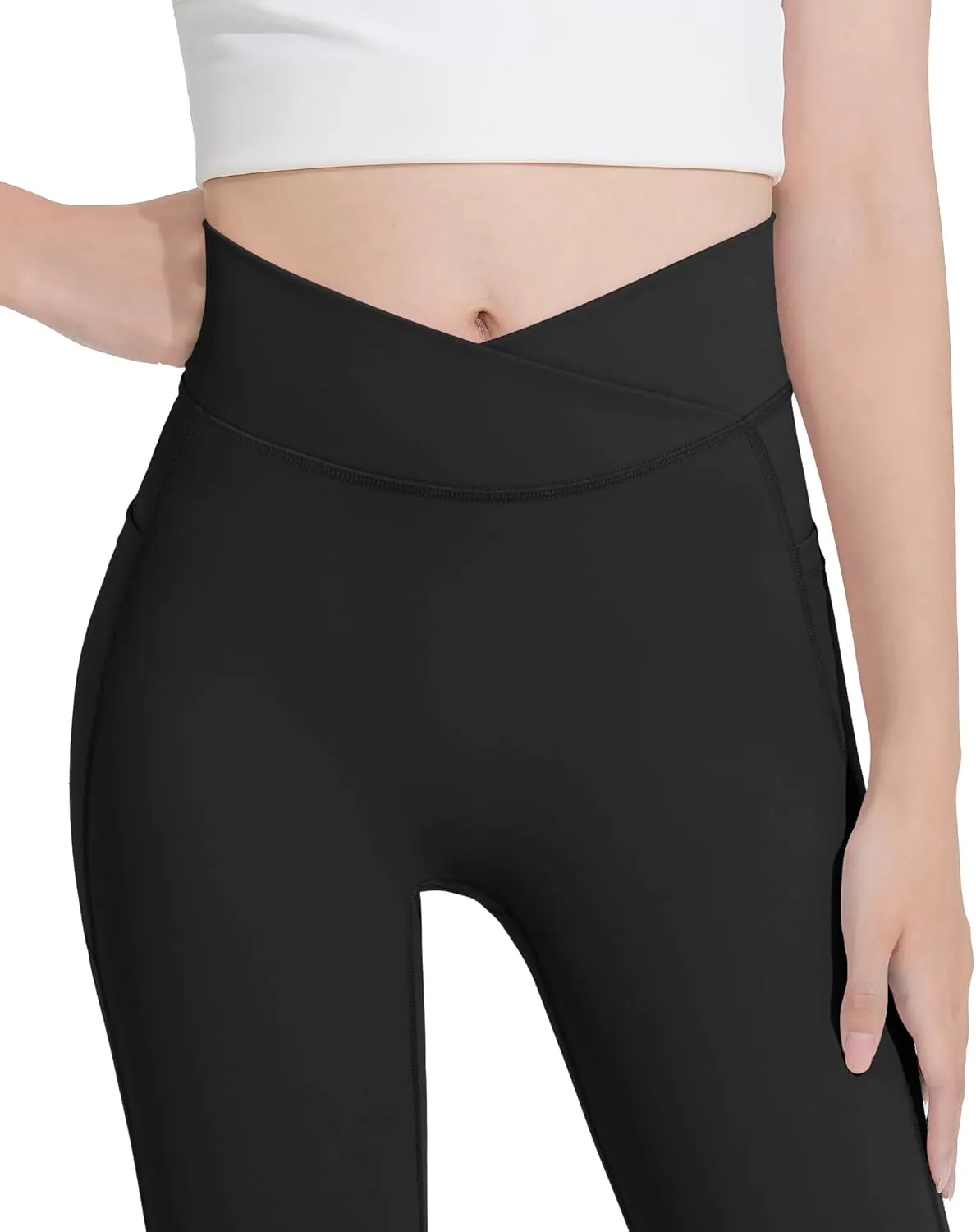 HASMES Girls Flare Leggings with Pockets Kids Bell Bottom High Waisted Flare Yoga Pants for Dance Activewear