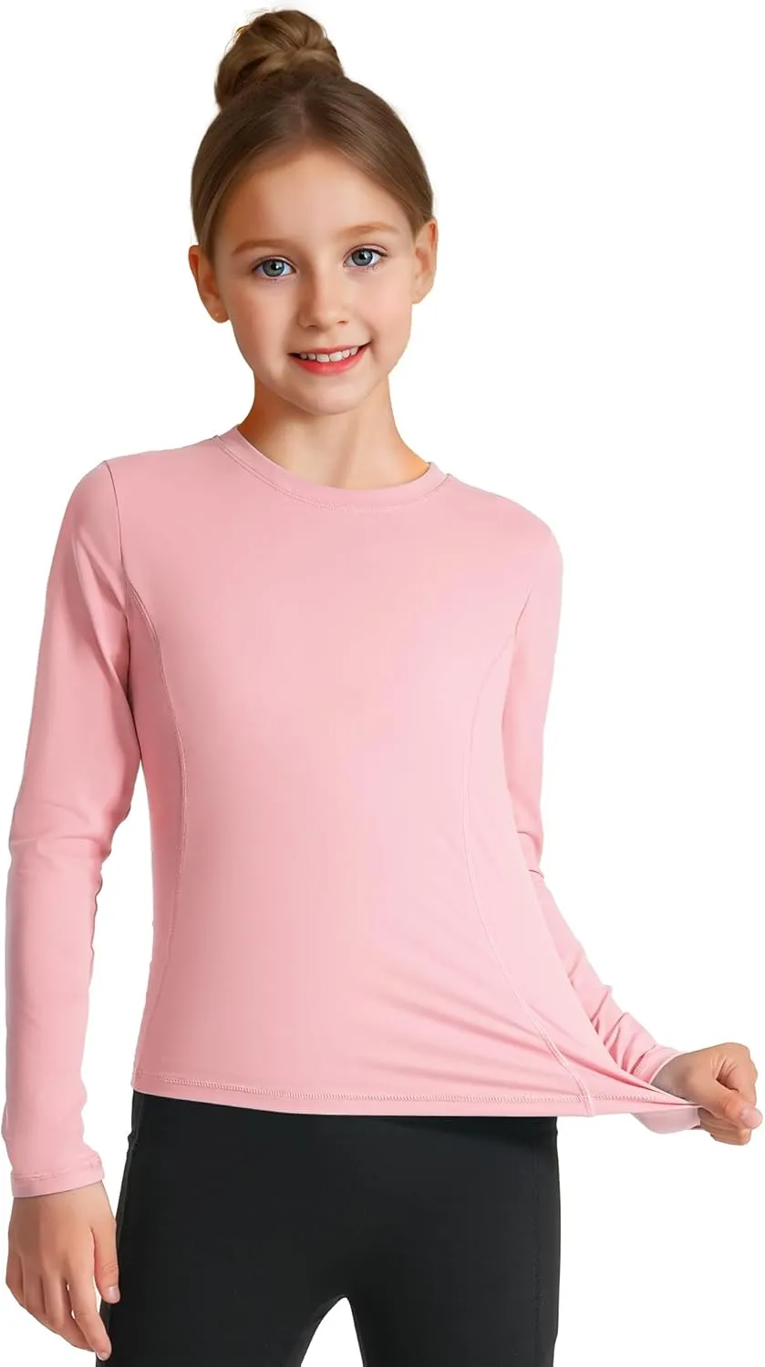 HASMES Girls Long Sleeve Athletic Shirts Active Quick Dry Lightweight Clothes Kids Teens Sports Tees Yoga Basic Tops