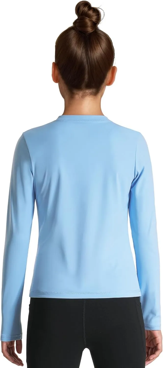 HASMES Girls Long Sleeve Athletic Shirts Active Quick Dry Lightweight Clothes Kids Teens Sports Tees Yoga Basic Tops